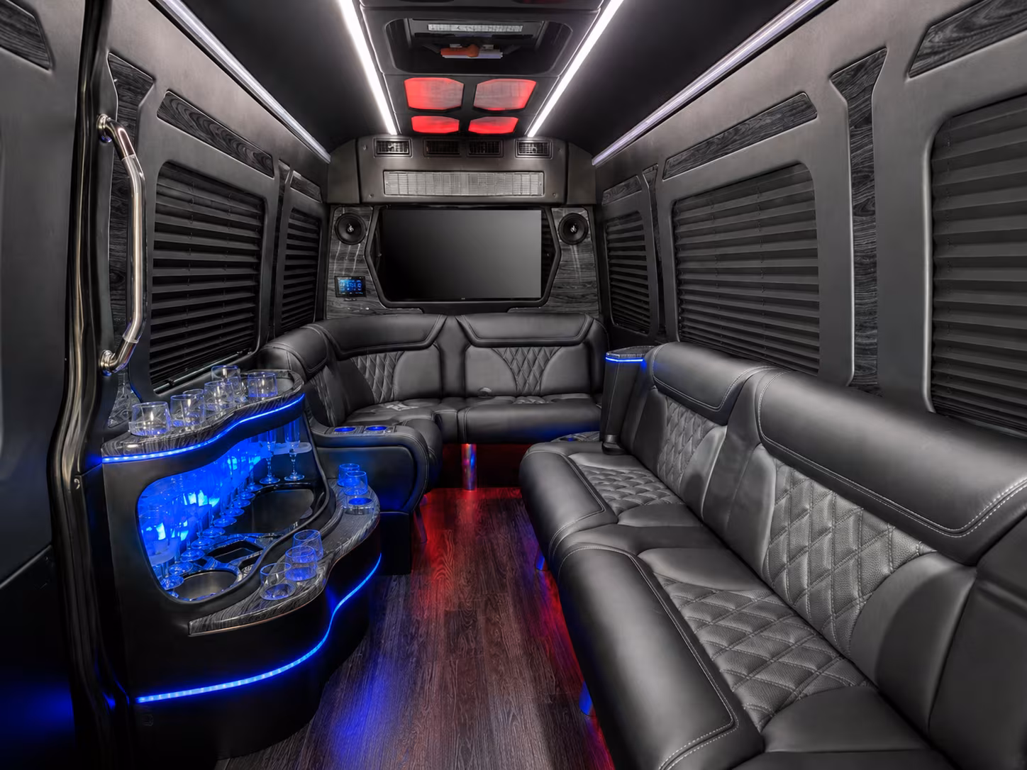 stamford 30 passenger party bus inside